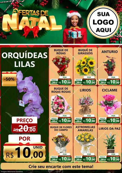 Modelo de Encarte para Encarte A4 Vertical com o tema Ofertas de Natal para Floricultura e jardim