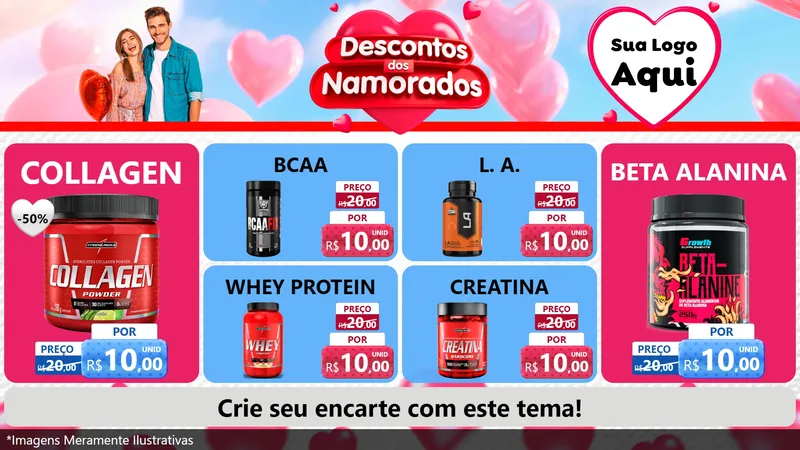 Modelo de TV para TV Horizontal com o tema Descontos dos Namorados para Suplementos alimentares