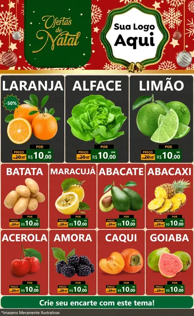 Modelo de Encarte para Encarte Grande com o tema Natal de Ofertas para Hortifrúti