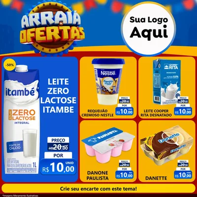 Modelo de Rede Social para Feed Facebook com o tema Arraiá de Ofertas - Junina para Frios e Laticínios