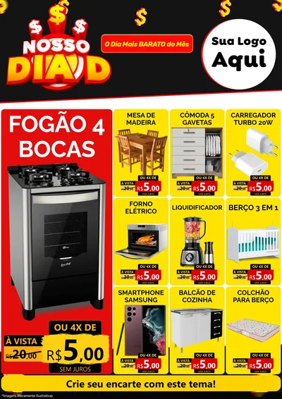 Modelo de Encarte para Encarte A4 Vertical com o tema Nosso Dia D para Móveis e Eletro