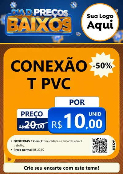 Modelo de Cartaz para Cartaz A4 Vertical com o tema Dia D Preço Baixo para Tubos e conexões