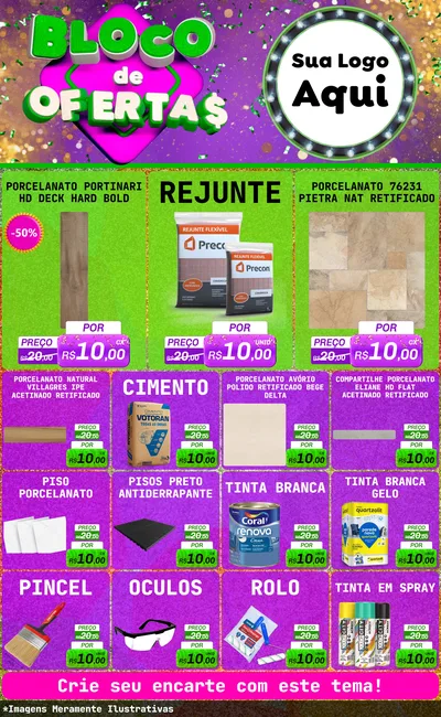 Modelo de Encarte para Encarte Grande com o tema Bloco de Ofertas para Pisos e revestimentos