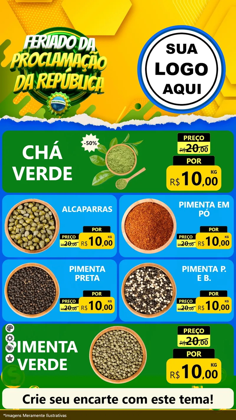 Modelo de TV para TV Vertical com o tema Feriado da Proclamação da República para Produtos Naturais