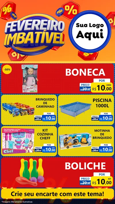 Modelo de TV para TV Vertical com o tema Fevereiro Imbatível para Brinquedos