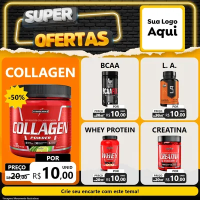 Modelo de Rede Social para Feed Facebook com o tema Super Ofertas para Suplementos alimentares