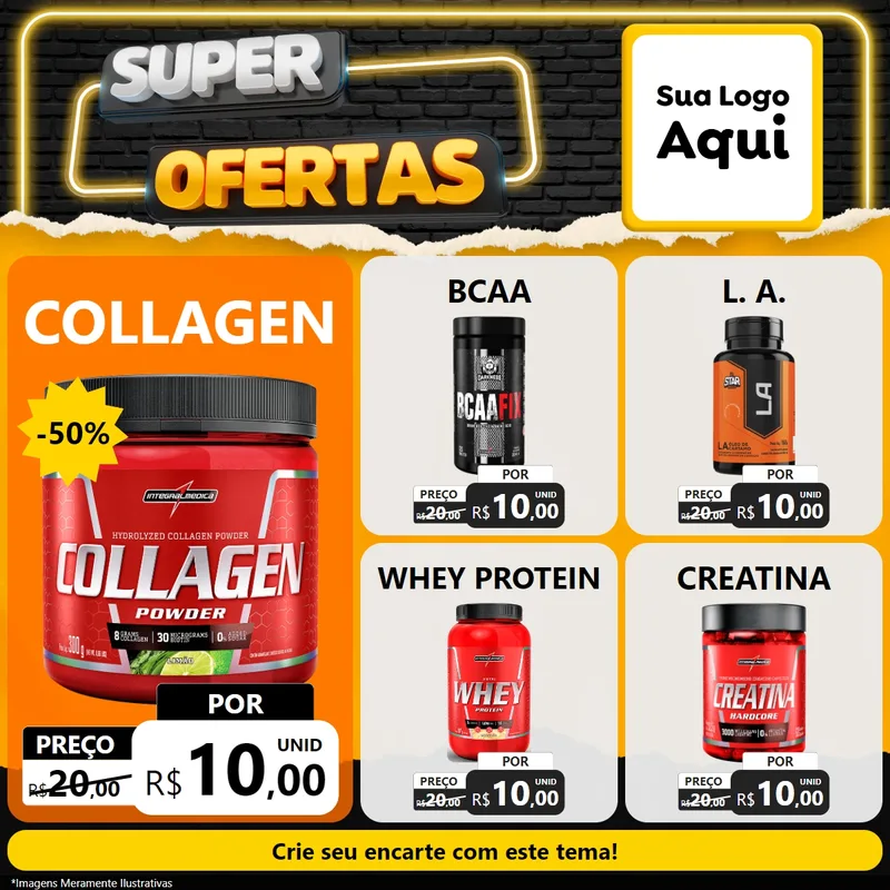 Modelo de Rede Social para Feed Facebook com o tema Super Ofertas para Suplementos alimentares