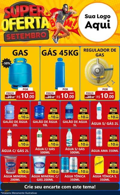 Modelo de Encarte para Encarte Grande com o tema Super Oferta Setembro para Água e gás