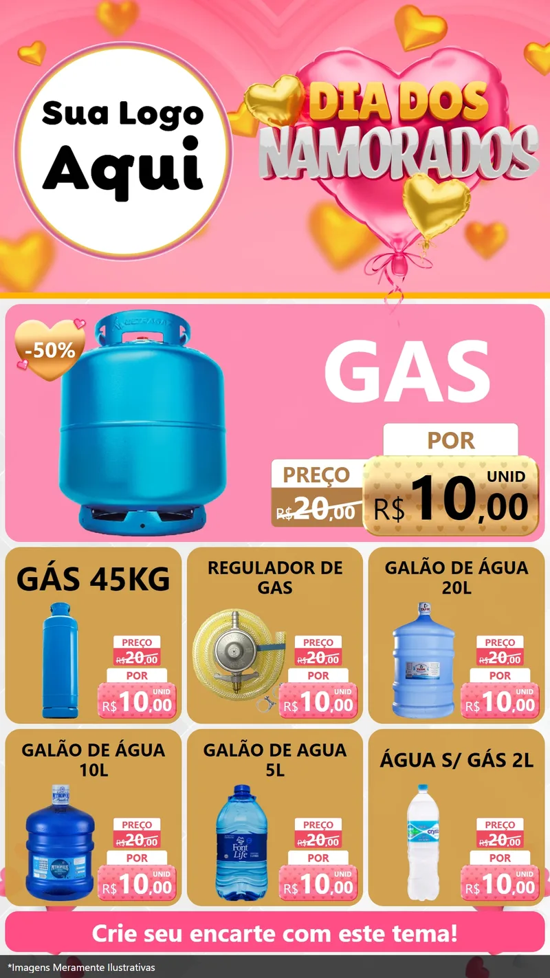Modelo de Rede Social para Stories com o tema Dia dos Namorados para Água e gás