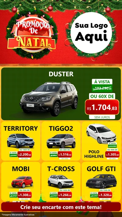 Modelo de Rede Social para Stories com o tema Promoção de Natal para Concessionaria de Carros