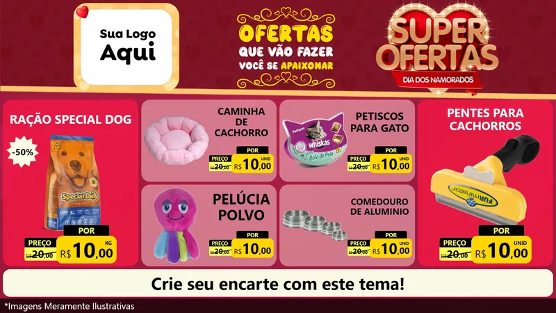 Modelo de TV para TV Horizontal com o tema Dia dos Namorados para Pet Shop