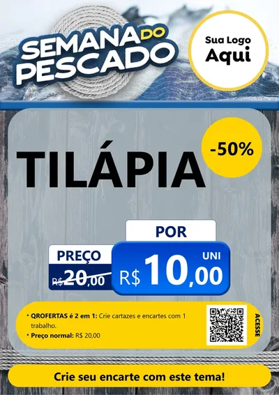 Modelo de Cartaz para Cartaz A4 Vertical com o tema Semana do Pescado para Peixaria