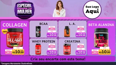 Modelo de TV para TV Horizontal com o tema Especial Semana da Mulher para Suplementos alimentares