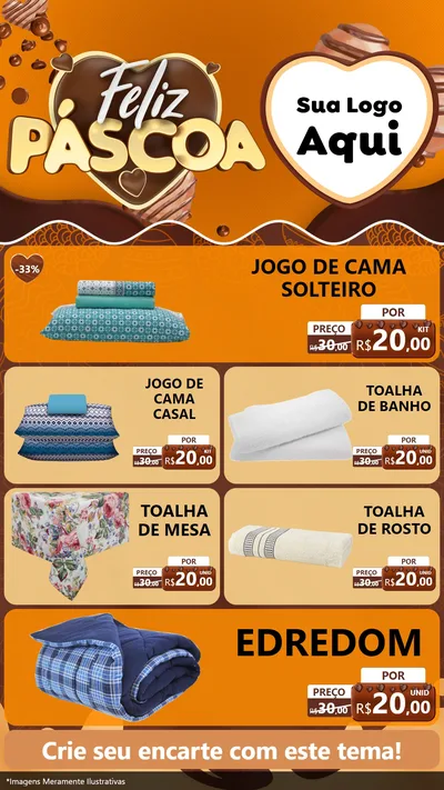 Modelo de TV para TV Vertical com o tema Feliz Páscoa para Cama, Mesa e Banho