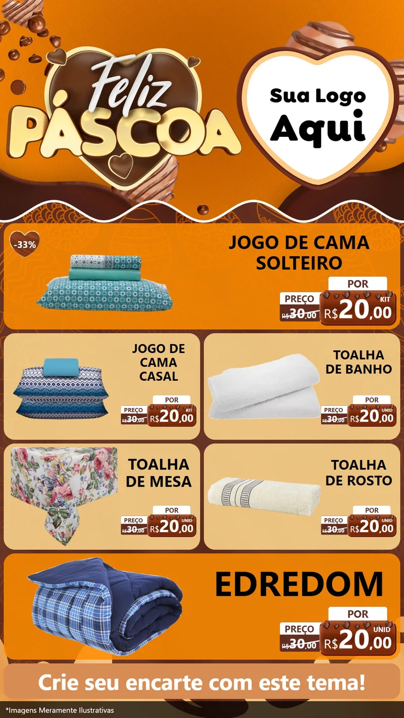 Modelo de TV para TV Vertical com o tema Feliz Páscoa para Cama, Mesa e Banho