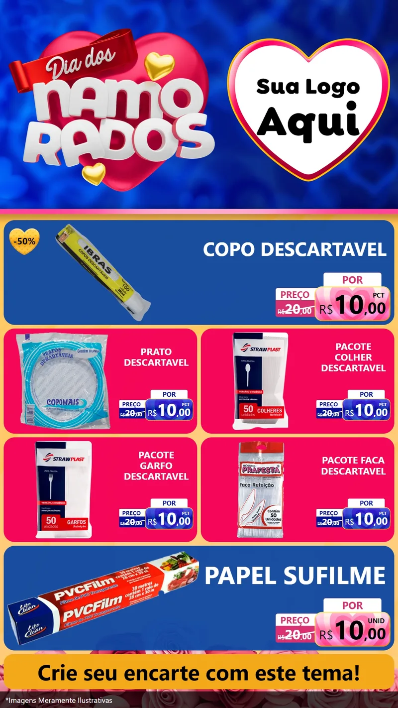 Modelo de TV para TV Vertical com o tema Dia dos namorados para Embalagens