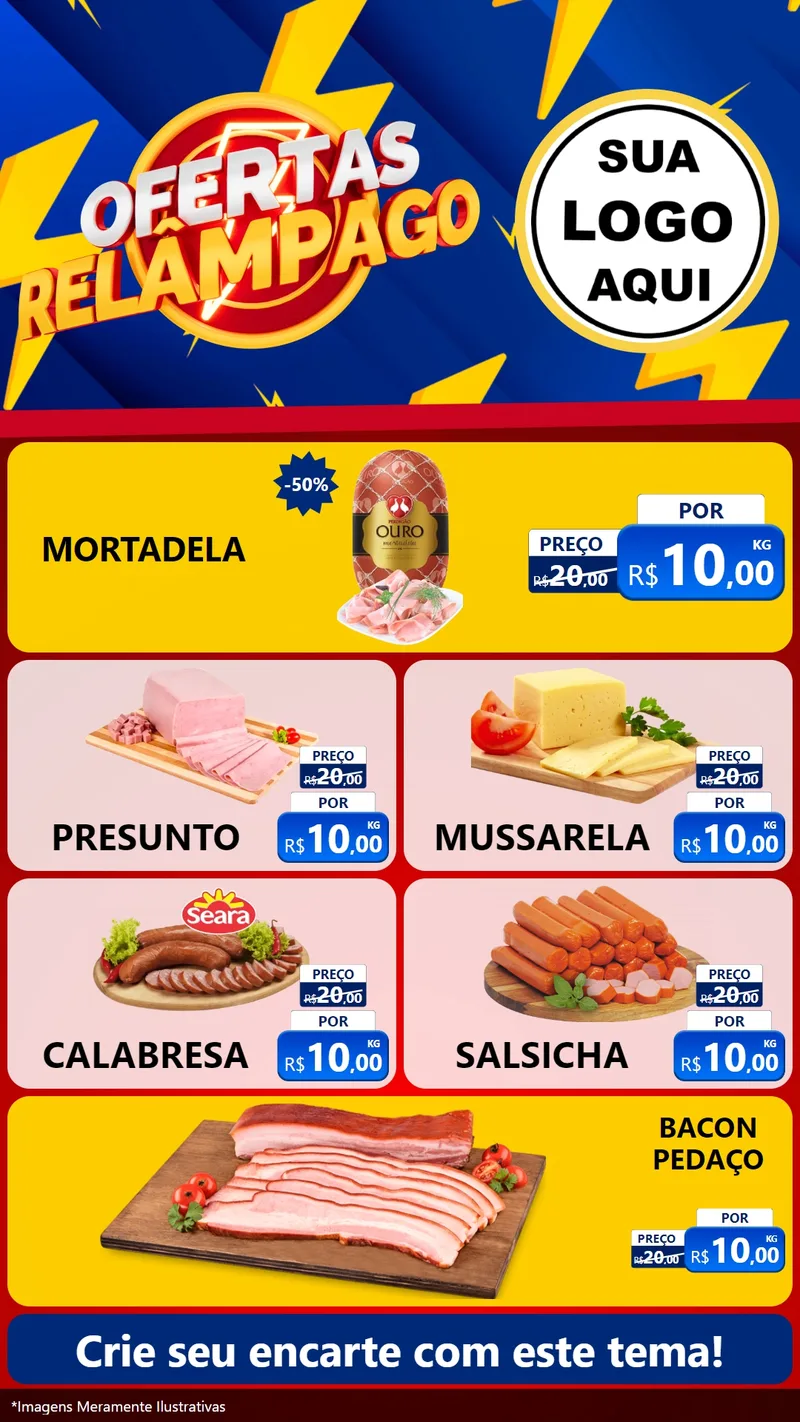 Modelo de TV para TV Vertical com o tema Ofertas Relâmpago para Frios e Laticínios
