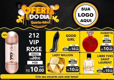 Modelo de Encarte para Encarte A4 Horizontal com o tema Oferta do Dia - Quarta Feira! para Perfumes