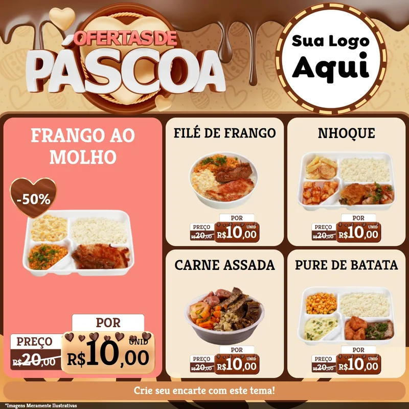 Modelo de Rede Social para Feed Facebook com o tema Ofertas de Páscoa para Restaurante