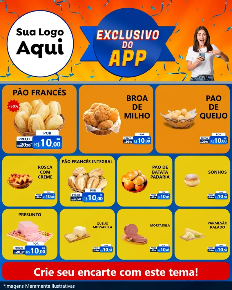 Modelo de Rede Social para Feed Instagram com o tema Exclusivo do Aplicativo para Padaria