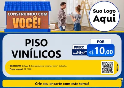 Modelo de Cartaz para Cartaz A4 Horizontal com o tema Construindo Com Você para Material para Construção