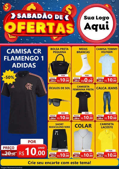 Modelo de Encarte para Encarte A4 Vertical com o tema Sabadão de Ofertas para Roupas e acessórios
