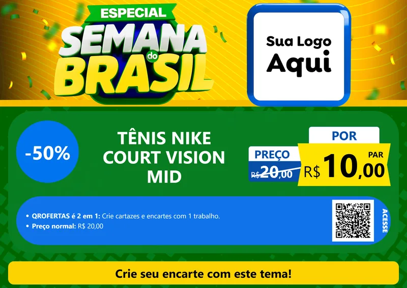 Modelo de Cartaz para Cartaz A4 Horizontal com o tema Especial Semana do Brasil para Calçados