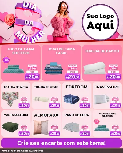 Modelo de Rede Social para Feed Instagram com o tema Dia da Mulher para Cama, Mesa e Banho