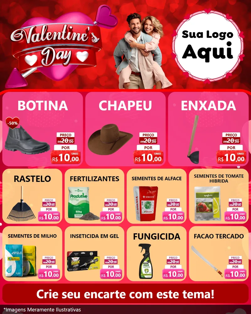 Modelo de Rede Social para Feed Instagram com o tema Valentine's Day para Agropecuária