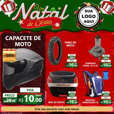 Modelo de Rede Social para Feed Facebook com o tema Um Natal de Ofertas para Moto peças