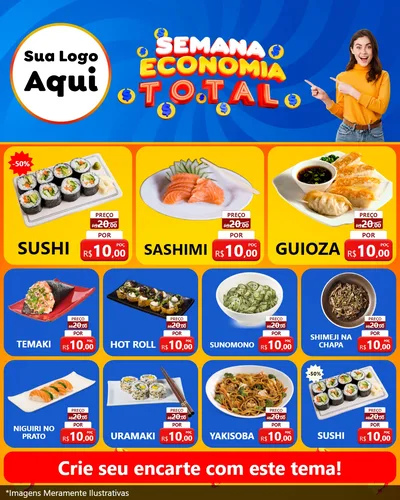 Modelo de Rede Social para Feed Instagram com o tema Semana Economia Total para Comida japonesa