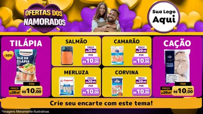 Modelo de TV para TV Horizontal com o tema Oferta Dos Namorados para Peixaria