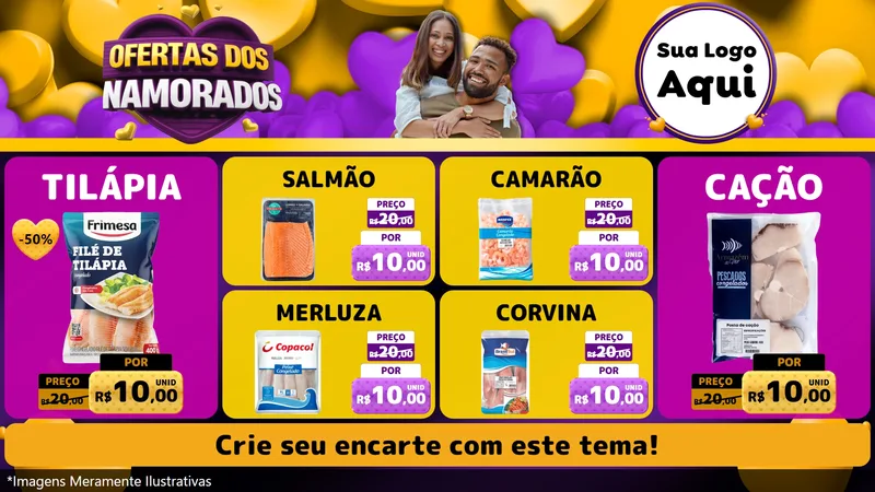 Modelo de TV para TV Horizontal com o tema Oferta Dos Namorados para Peixaria