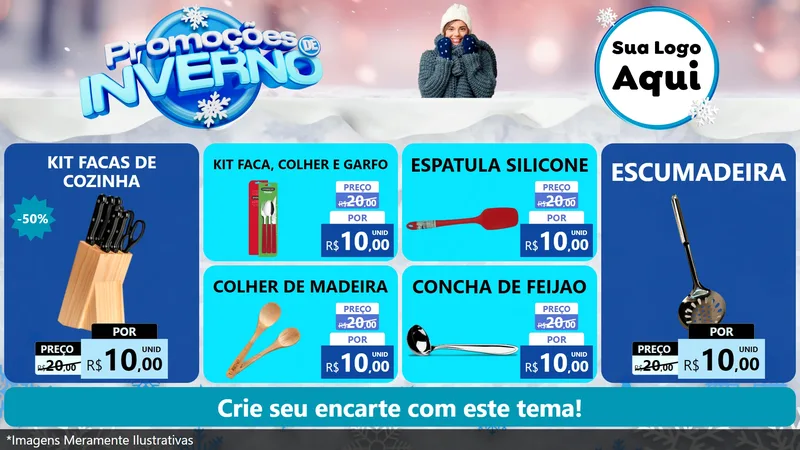 Modelo de TV para TV Horizontal com o tema Promoções de Inverno para Utilidades Domésticas