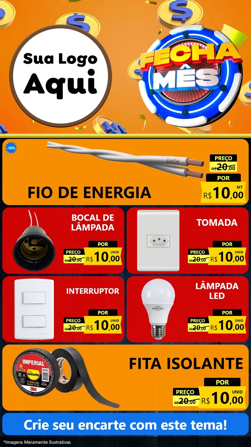Modelo de TV para TV Vertical com o tema Fecha Mês para Materiais Elétricos
