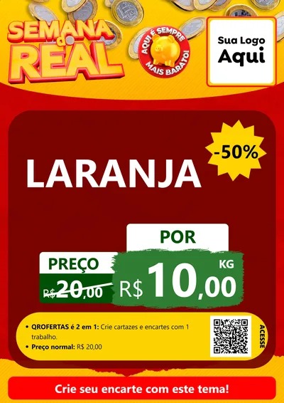 Modelo de Cartaz para Cartaz A4 Vertical com o tema Semana do Real para Hortifrúti