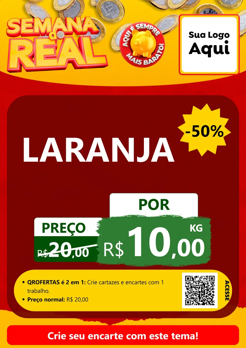 Modelo de Cartaz para Cartaz A4 Vertical com o tema Semana do Real para Hortifrúti