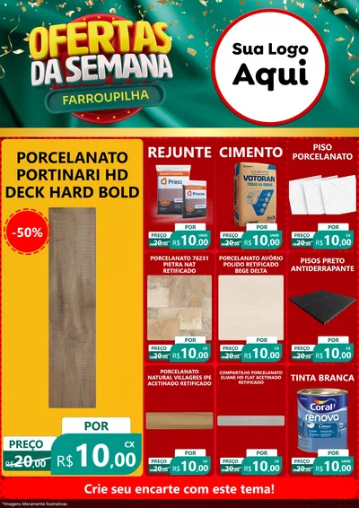 Modelo de Encarte para Encarte A4 Vertical com o tema Ofertas da Semana Farroupilha para Pisos e revestimentos