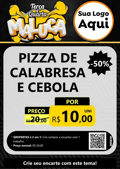 Modelo de Cartaz para Cartaz A4 Vertical com o tema Terça e Quarta Maluca para Pizzaria