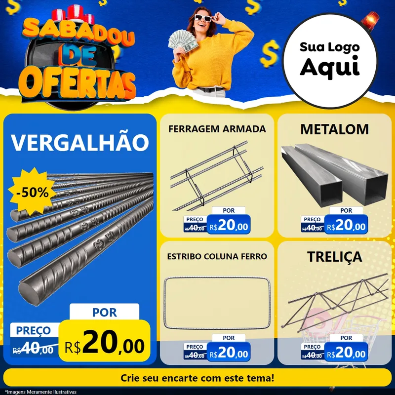 Modelo de Rede Social para Feed Facebook com o tema Sabadou de Ofertas para Ferragens