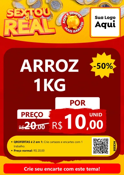 Modelo de Cartaz para Cartaz A4 Vertical com o tema Sextou do Real para Supermercado