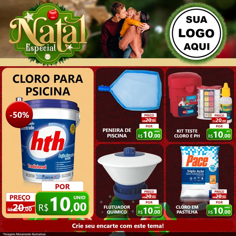 Modelo de Rede Social para Feed Facebook com o tema Natal Especial para Produtos para Piscina
