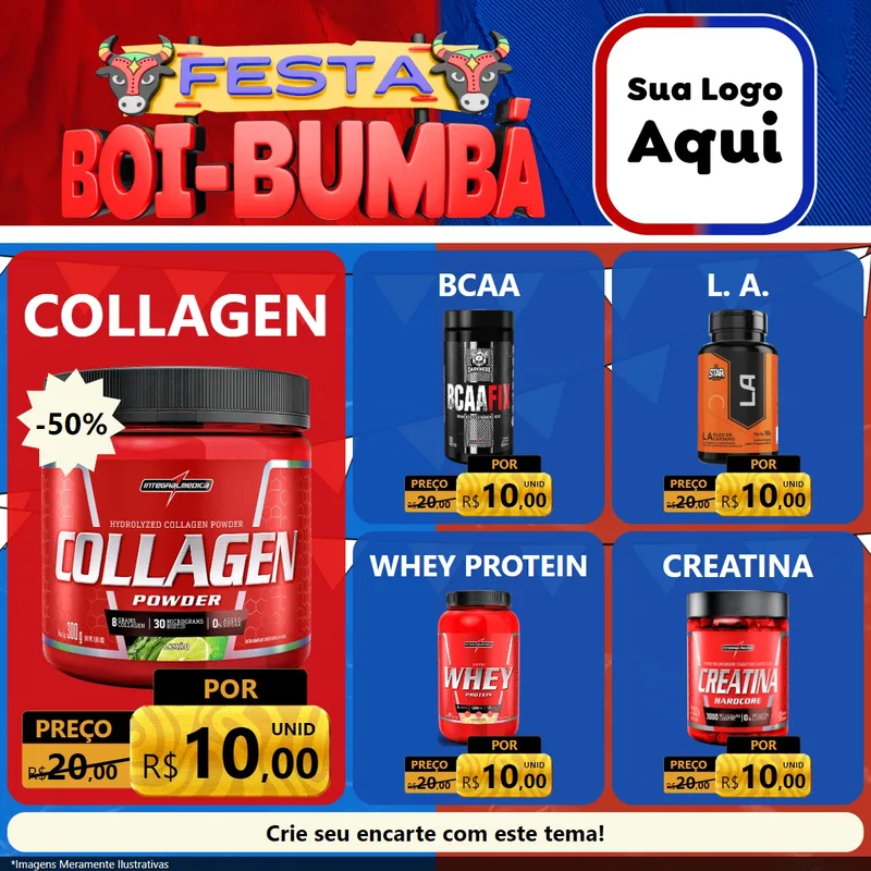 Modelo de Rede Social para Feed Facebook com o tema Festa Boi Bumbá para Suplementos alimentares