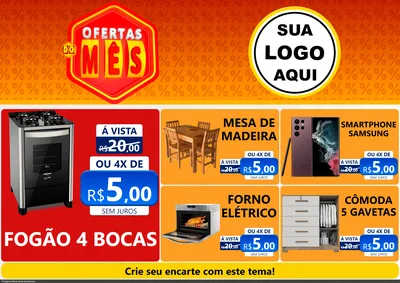 Modelo de Encarte para Encarte A4 Horizontal com o tema Ofertas do Mês para Móveis e Eletro