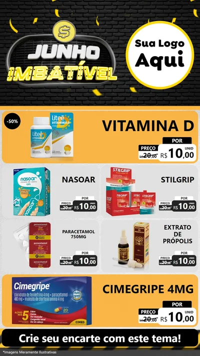 Modelo de TV para TV Vertical com o tema Junho Imbatível para Farmácia