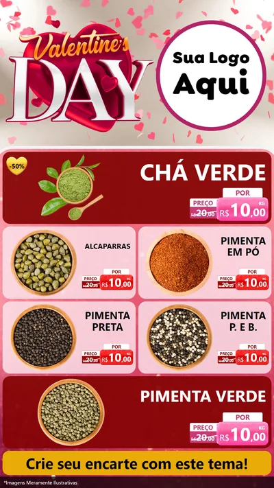 Modelo de TV para TV Vertical com o tema Valentine's Day para Produtos Naturais