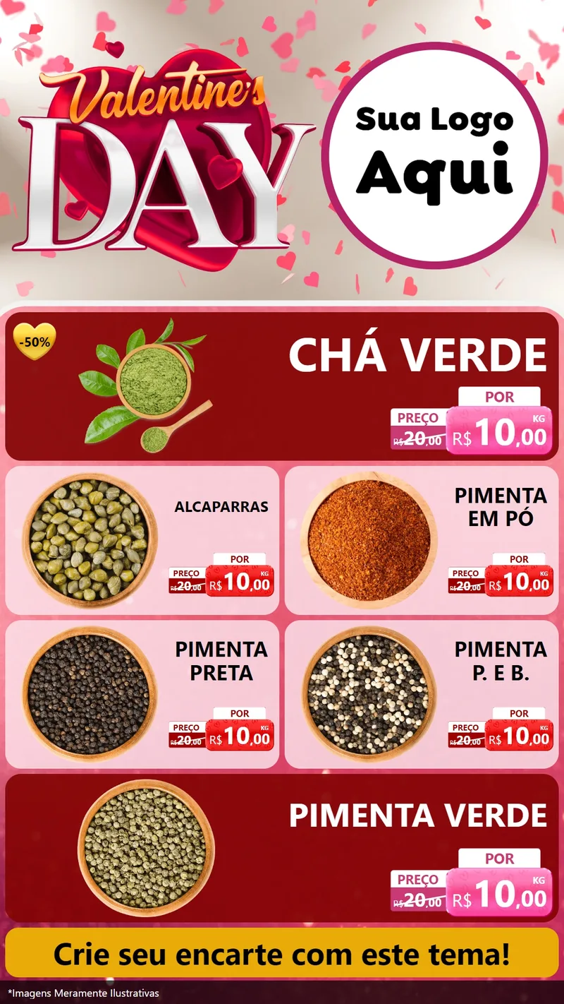 Modelo de TV para TV Vertical com o tema Valentine's Day para Produtos Naturais