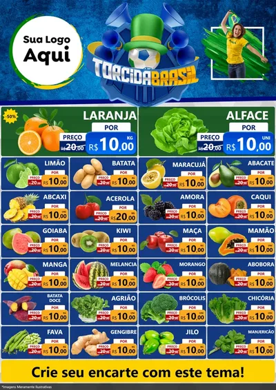 Modelo de Encarte para Encarte A4 Vertical com o tema Torcida Brasil - Copa para Hortifrúti