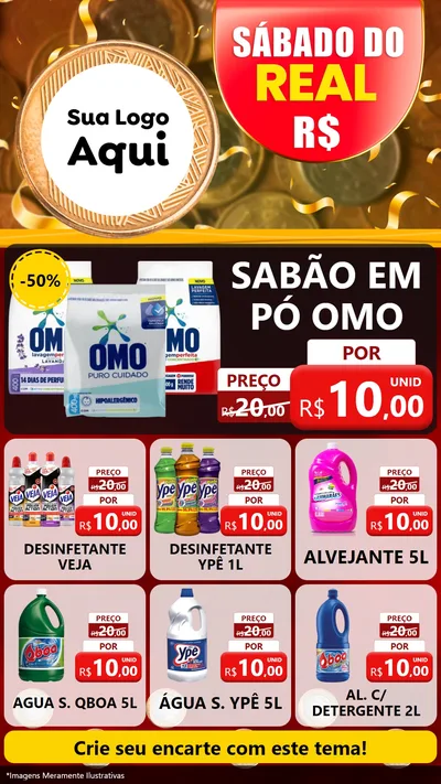 Modelo de Rede Social para Stories com o tema Sábado do Real para Produtos de Limpeza
