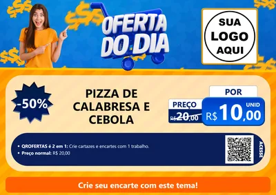 Modelo de Cartaz para Cartaz A4 Horizontal com o tema Oferta do Dia para Pizzaria